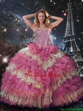 Perfect 2016 Winter Beaded Multi Color Quinceanera Dresses with Ruffled Layers QDDTA114002FOR