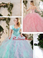 Perfect Multi Color Quinceanera Dresses with Beading and Ruffles SJQDDT235002FOR