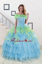 Pretty Beading Strapless Multi-color Quinceanera Dress for 2015 XFNAO255AFOR