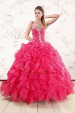 Pretty Beading and Ruffles Sweet 15 Dresses in Hot Pink XFNAO885FOR