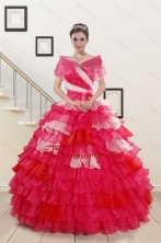 Puffy Beading Quinceanera Dresses with One Shoulder for 2015 XFNAO239AFOR