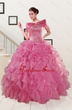Puffy Sweetheart Pink Quinceanera Dresses with Beading XFNAOA06AFOR