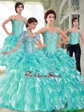 Top Seller Ball Gown 2015 Fall Quinceanera Dresses with Ruffles and Beading SJQDDT62001FOR