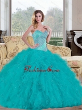 Unique 2015 Ball Gown Quinceanera Dress with Beading and Ruffles QDDTC45002-1FOR