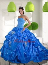 Unique 2015 Beading and Appliques Quinceanera Dresses with Brush Train QDDTD33002FOR