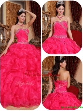 Unique Ball Gown Beading Sweet 16 Dresses in Coral RedQDZY032DFOR