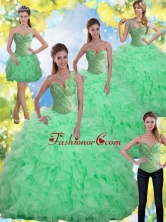 Unique Beading and Ruffles Apple Green Quinceanera Dresses with Sweetheart SJQDDT13001FOR