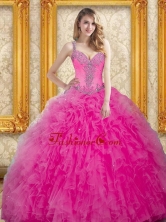 Unique Hot Pink Dress for Quinceanera with Beading and Ruffles SJQDDT27002-1FOR