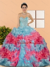 Unique Multi Color 2015 Sweet 15 Dresses with Beading and Ruffles QDDTC5002FOR