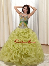 Unique Straps Appliques and Rolling Flowers Multi Color Quinceanera Dresses for 2015 SJQDDT20002-3FOR