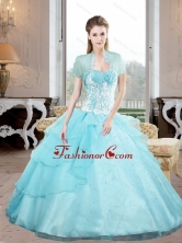 Unique Sweetheart 2015 Quinceanera Gown with Appliques and Beading QDDTB23002FOR