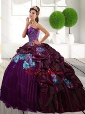 Unique Sweetheart 2015 Quinceanera Gown with Appliques and Pick Ups 246.25 QDDTB13002FOR
