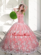 Unique Sweetheart 2015 Quinceanera Gown with Beading and Lace QDDTC17002FOR