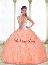 Unique Sweetheart Beading and Pick Ups Peach 2015 Quinceanera Dresses SJQDDT22002FOR 