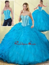 Vintage Sweetheart Beading Blue Quinceanera Dress with Ruffles SJQDDT202002FOR