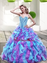 2015 Lovely Sweetheart Multi Color Quinceanera Dresses with Beading and Ruffles QDDTA71002FOR