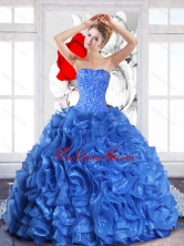 2015 Lovely Ball Gown Quinceanera Dresses with Beading and Ruffles QDDTD37002-1FOR