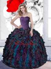 2015 Pretty Beading and Ruffles Quinceanera Dresses in Multi Color QDDTD17002FOR