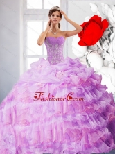 Artistic Strapless Appliques and Ruffles 2015 Quinceanera Dress in Lilac QDDTB10002FOR
