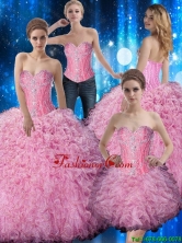 Beautiful Sweetheart Beaded and Ruffles Quinceanera Dresses for 2015 Fall SJQDDT76001FOR