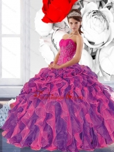 Colorful Sweetheart 2015 Quinceanera Dress with Appliques and Ruffles QDDTB33002FOR