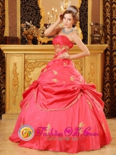 Customer Made Wholesale  Stylish Strapless Watermelon Red Beading and Appliques Quinceanera Dress Party Style For 2013 In Puerto Ayacucho Venezuela Style QDZY025-2FOR  