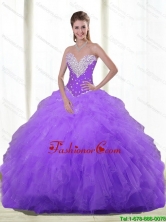 Elegant 2015 Summer Sweetheart Quinceanera Dresses with Beading and Ruffles SJQDDT84002FOR