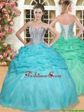 Gorgeous Beaded and Pick Ups Quinceanera Dress in Aqua Blue YSQD006FOR