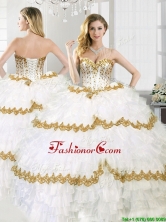 Gorgeous Beaded and Ruffled Layers Sweet 16 Dress in White YYPJ042FOR