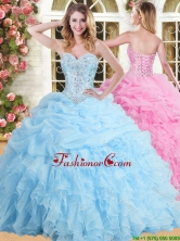 Inexpensive Applique and Ruffled Sweet 16 Dress in Baby Blue YSQD002FOR