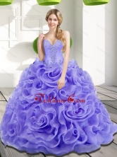 Lovely Beading and Rolling Flowers Quinceanera Dresses in Lavender SJQDDT17002-1FOR