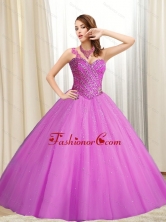 Lovely Sweetheart Beading Tulle Fuchsia 2015 Quinceanera Dresses SJQDDT12002-2FOR