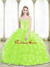 Lovely Sweetheart Beading and Ruffled Layers Quinceanera Dresses in Lime Green SJQDDT25002-4FOR