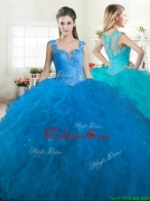 New Arrivals Straps Tulle Quinceanera Dress with Beading and Ruffles YYPJ029FOR