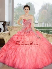 Pretty 2015 Beading and Ruffles Sweetheart Quinceanera Dresses in Watermelon QDDTC42002FOR