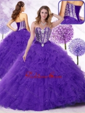 2015 Simple Sweetheart Quinceanera Gowns with Beading and Ruffles SJQDDT451002FOR 