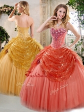 2016 Hot Sale Floor Length Beading and Paillette Quinceanera Gowns for Winter QDDTH002A-2FOR