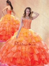 2016 Simple Ball Gown Quinceanera Gowns with Beading and Ruffles SJQDDT399002FOR