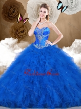 2016 Simple Ball Gown Sweetheart Beading and Ruffles Quinceanera Dresses SJQDDT474002FOR 