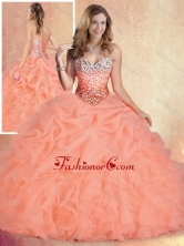 2016 Simple Brush Train Sweet 16 Gowns with Ruffles and Bubles SJQDDT439002FOR 