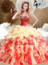 2016 Simple Multi Color Sweet 16 Dresses with Beading and Ruffles SJQDDT487002-1FOR