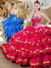 2016 Simple Red Sweet 16 Dresses with Beading and Ruffled Layers SJQDDT489002-1FOR
