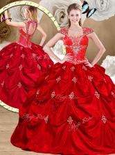 2016 Simple Red Sweet 16 Gowns with Appliques and Pick Ups QDDTR1002-2FOR