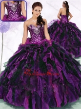 2016 Simple Sweetheart Multi Color Quinceanera Gowns with Ruffles and Sequins SJQDDT468002FOR