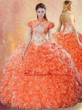 2016 Simple Sweetheart Orange Red Quinceanera Gowns with Beading SJQDDT432002FOR
