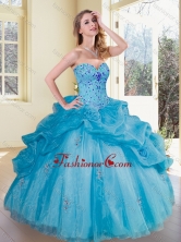 2016 Simple Sweetheart Pick Ups and Appliques Quinceanera Gowns SJQDDT360002FOR
