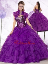 2016 Simple Sweetheart Ruffles and Sequins Quinceanera Dresses in Purple SJQDDT462002FOR 