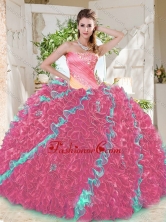 Beautiful Beaded Pleated and Ruffled Big Puffy Quinceanera Dress in Rainbow SJQDDT700002FOR