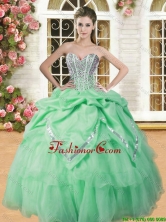 Beautiful Spring Green Sweet 16 Dress with Beading and Pick Ups YSQD009-1FOR