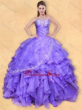 Big Puffy Applique Eggplant Purple Quinceanera Dress in Organza XFQD1026FOR